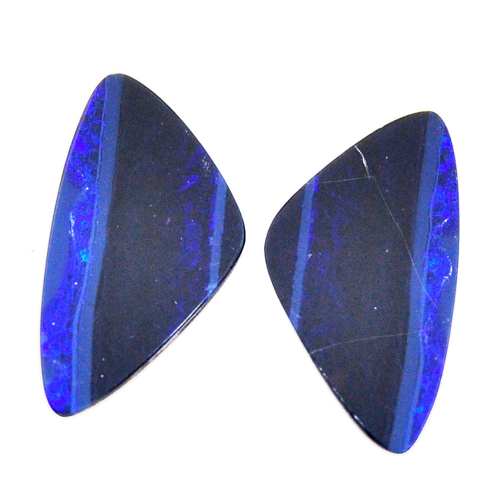 Natural 13.10cts doublet opal australian blue 25x13mm pair loose gemstone s15543