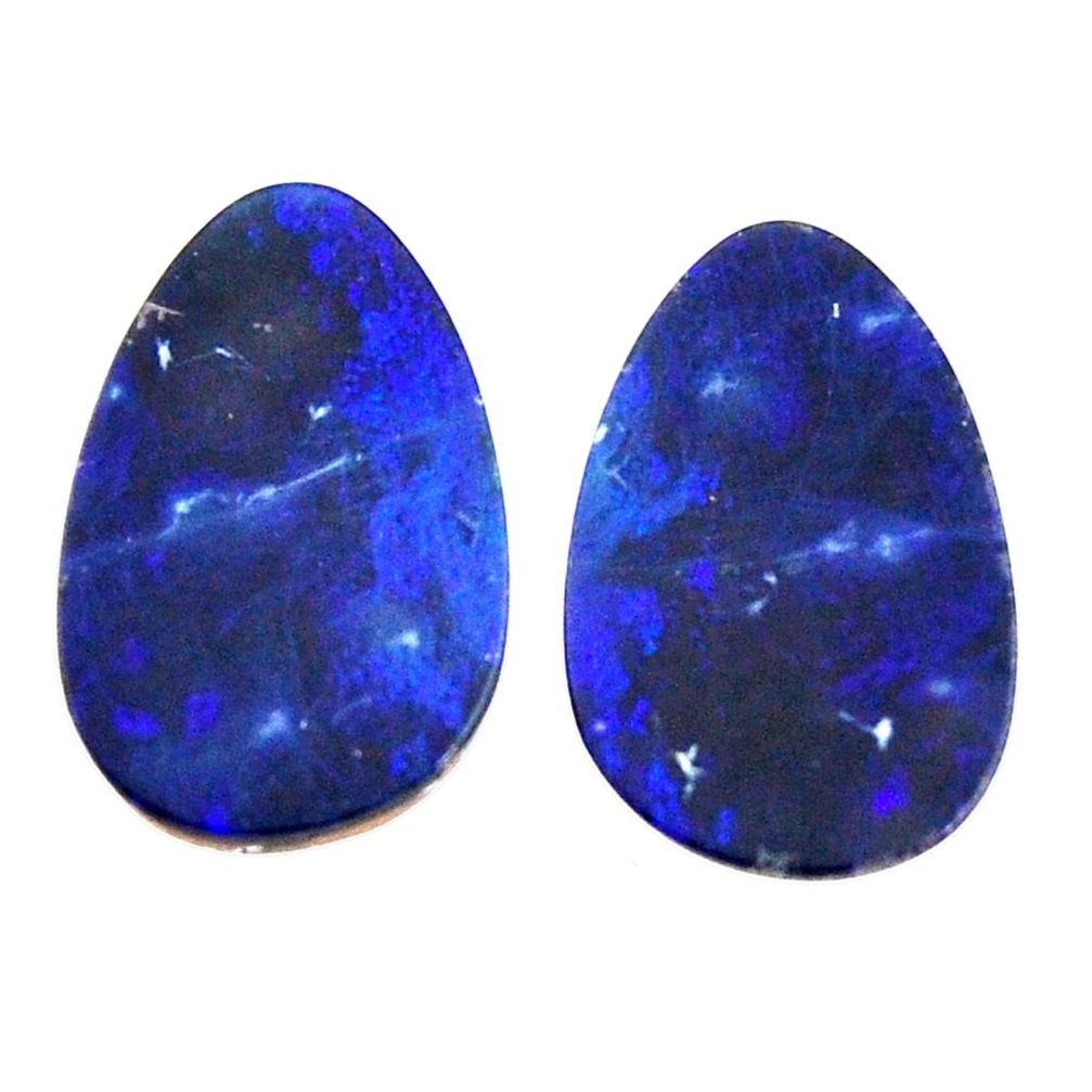 Natural 8.10cts doublet opal australian blue 16x10 mm pair loose gemstone s15576