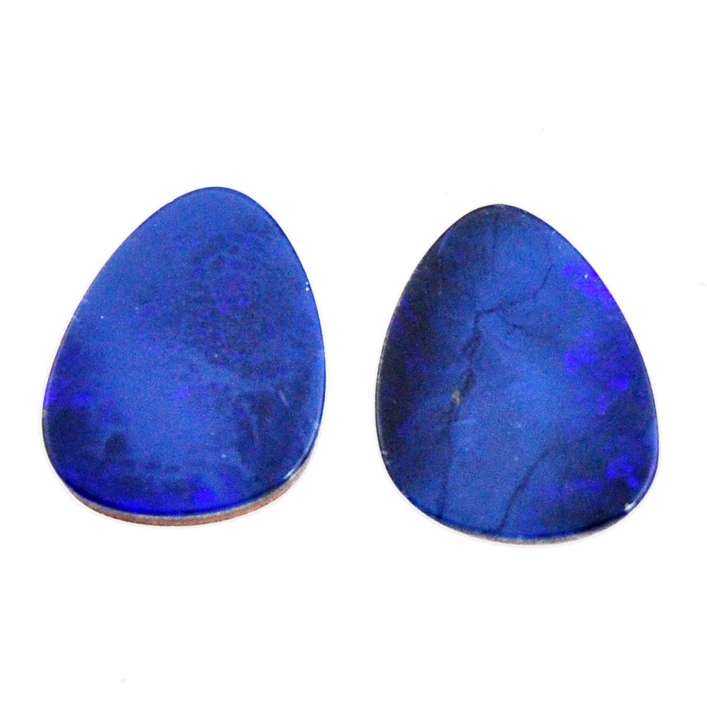 doublet opal australian blue 15x12 mm pair loose gemstone s15581
