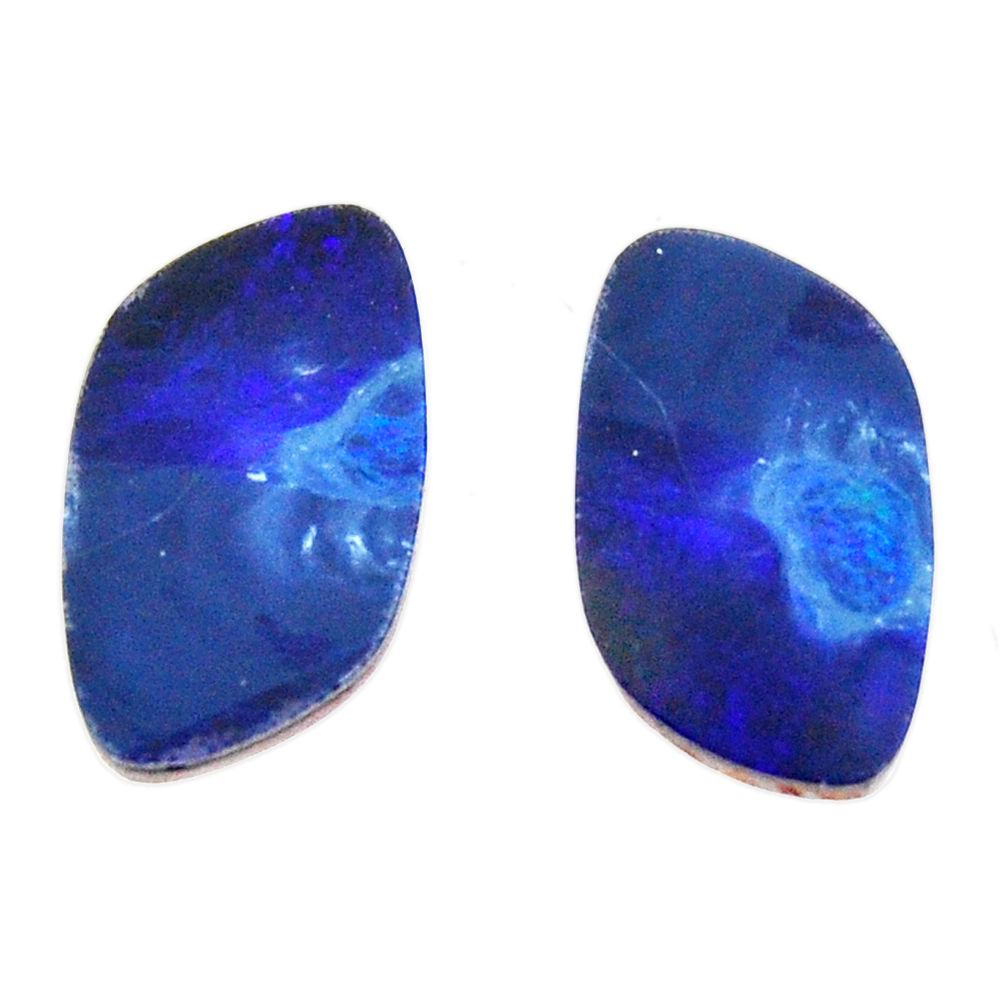 Natural 6.30cts doublet opal australian blue 15x9 mm pair loose gemstone s15582