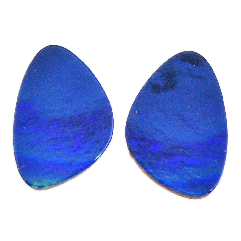 Natural 7.35cts doublet opal australian blue 16x10 mm pair loose gemstone s15584