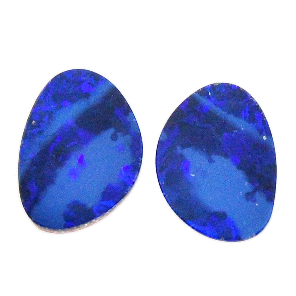 doublet opal australian blue 13x9 mm pair loose gemstone s15589