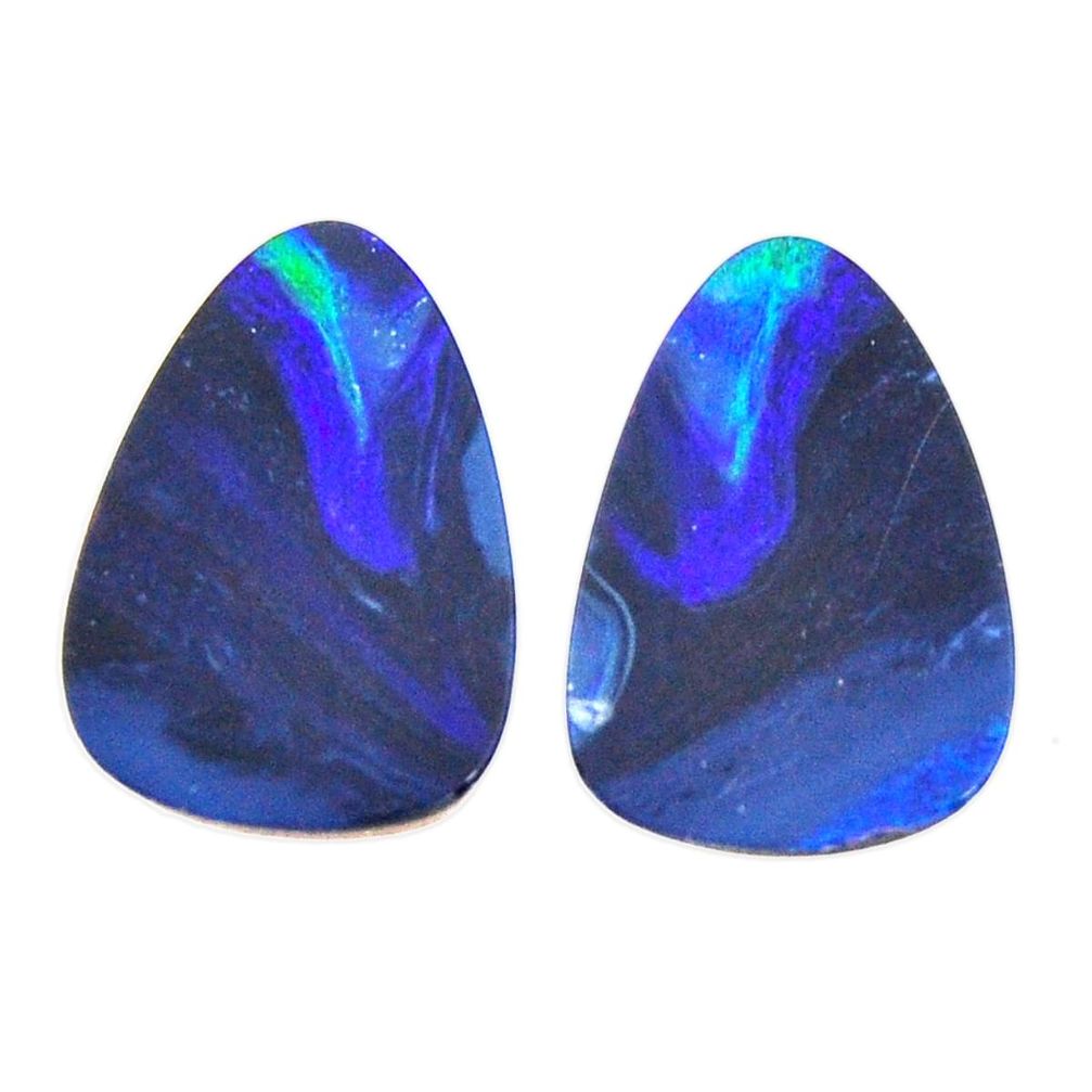 Natural 10.10cts doublet opal australian blue 17x12mm pair loose gemstone s15591