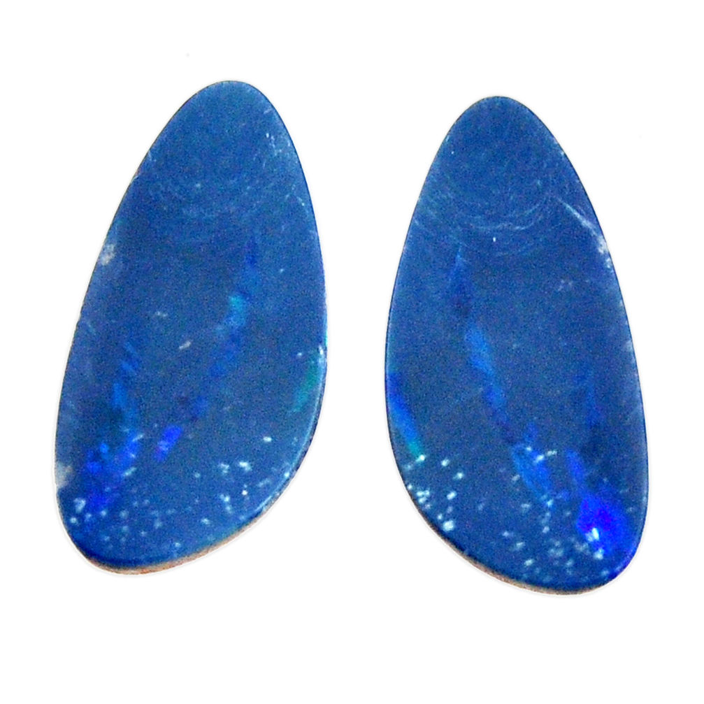 Natural 9.05cts doublet opal australian blue 19x9 mm pair loose gemstone s15593