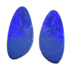 Natural 7.40cts doublet opal australian blue 20x8.5mm pair loose gemstone s15599