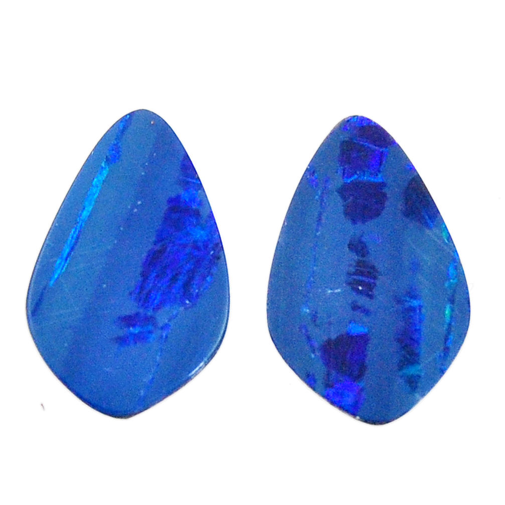 Natural 7.35cts doublet opal australian blue 16x10 mm pair loose gemstone s15600