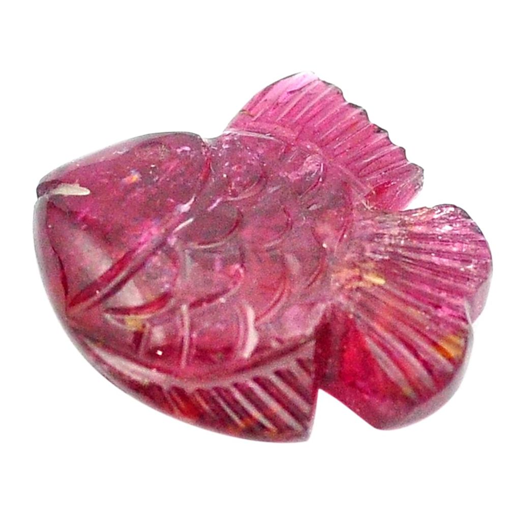 Natural 20.80cts tourmaline pink carving 22x22 mm fish loose gemstone s1615