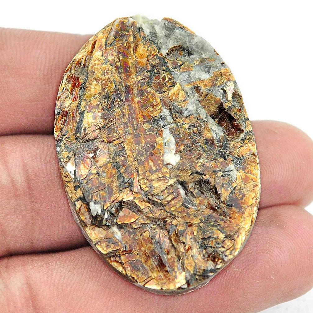 Natural101.80cts astrophyllite star leaf rough 42x29mm oval loose gemstone s1802