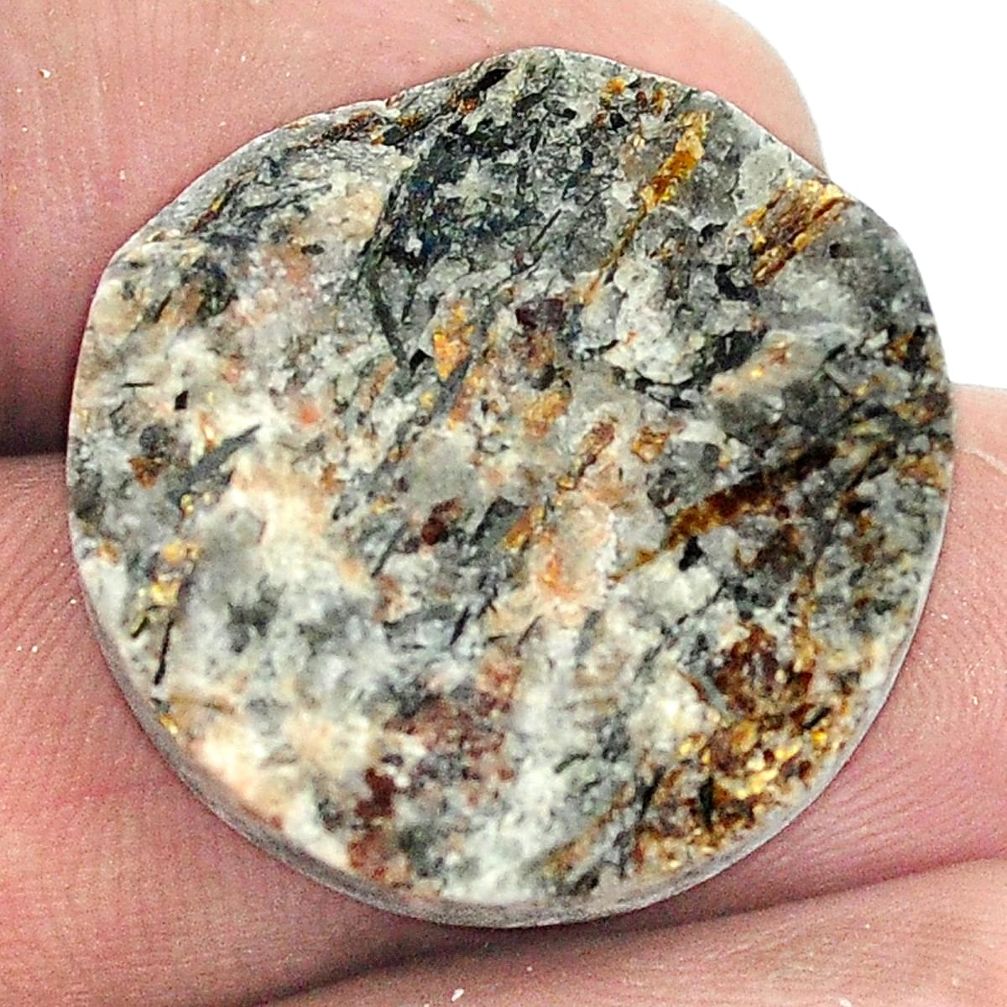 Natural 31.75ct astrophyllite star leaf rough 23x23mm round loose gemstone s1816