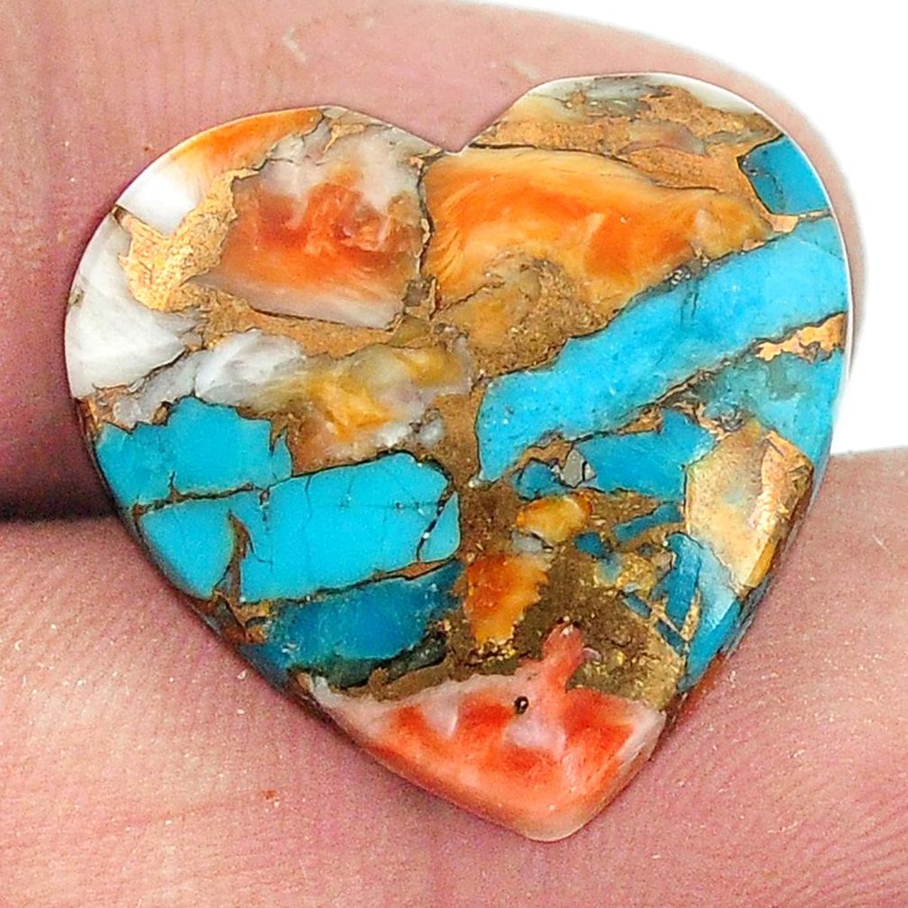 18.70cts spiny oyster arizona turquoise 22x22 mm heart loose gemstone s1841