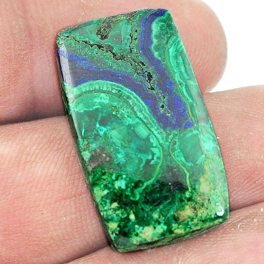 Natural 24.85ct azurite malachite cabochon 26x15mm baguette loose gemstone s1911