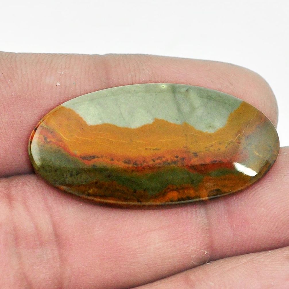 Natural 21.30cts rocky butte picture jasper 35x18 mm oval loose gemstone s1992