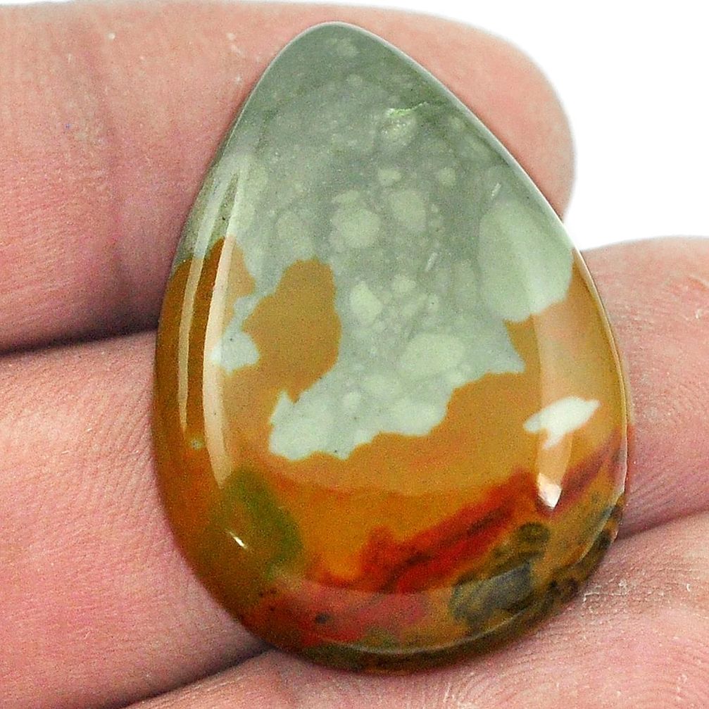 Natural 31.30cts rocky butte picture jasper 32x22 mm pear loose gemstone s1993