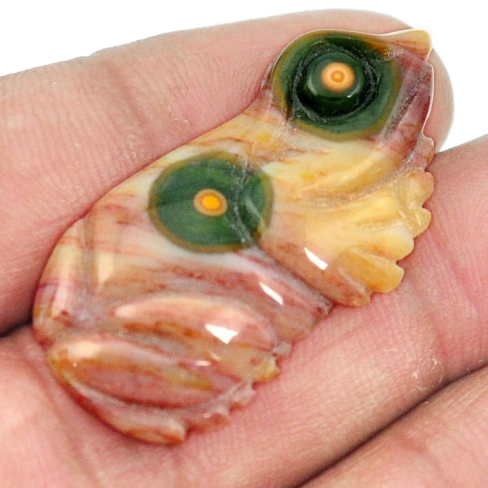 Natural 22.85cts ocean sea jasper (madagascar) carving 35x18 mm gemstone s2125