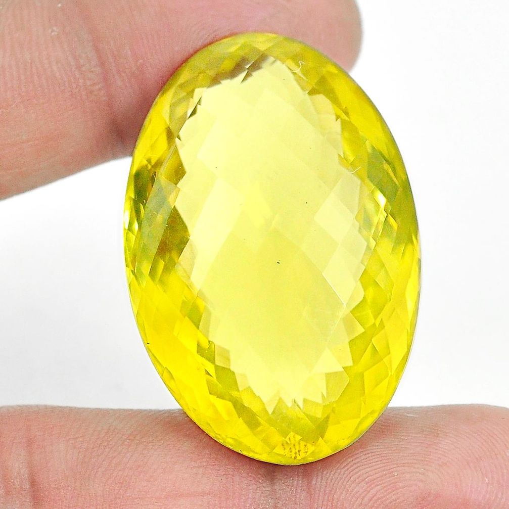 Natural 89.30cts topaz lemon faceted 38x25 mm oval loose gemstone s2304