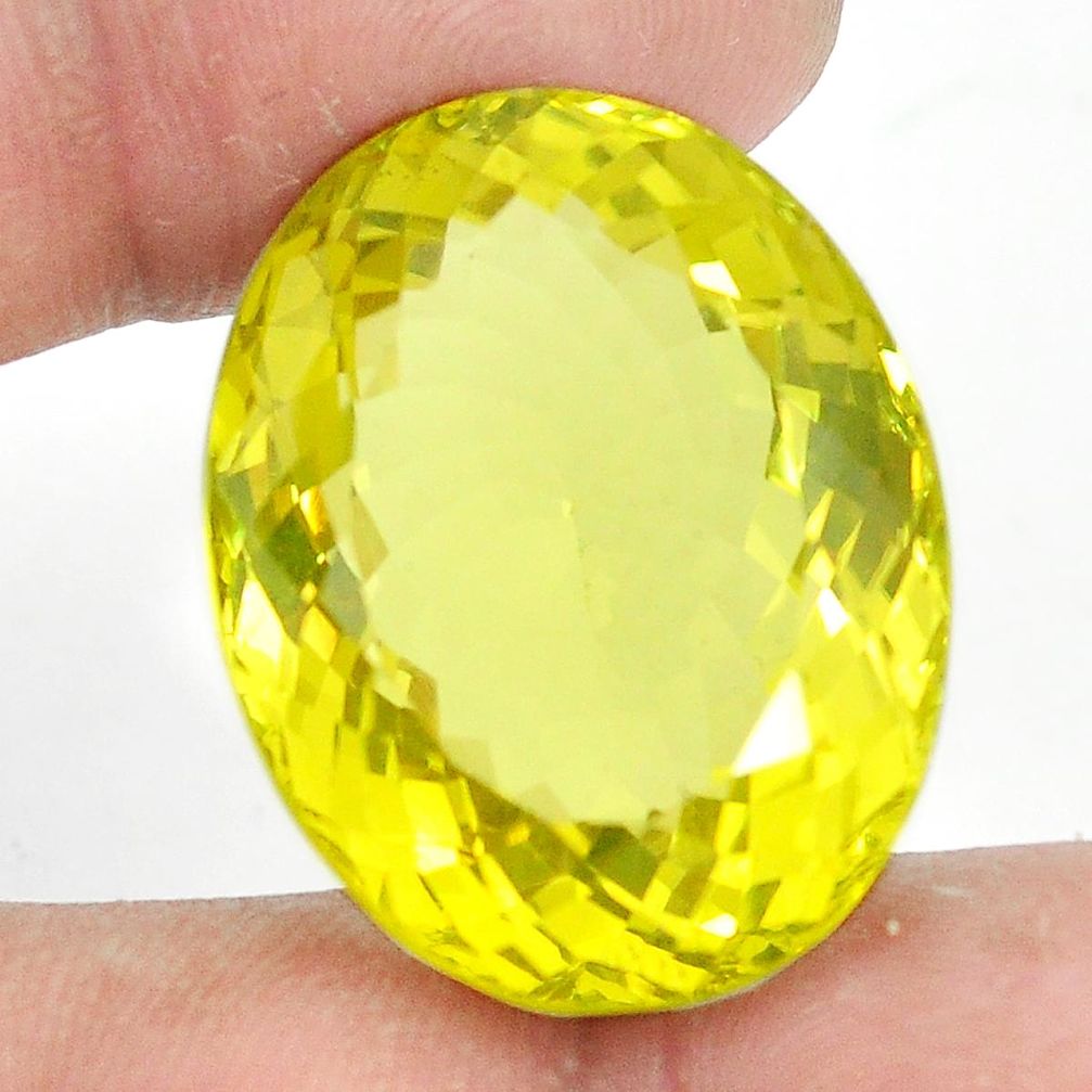 Natural 52.40cts topaz lemon faceted 28x22 mm oval loose gemstone s2312