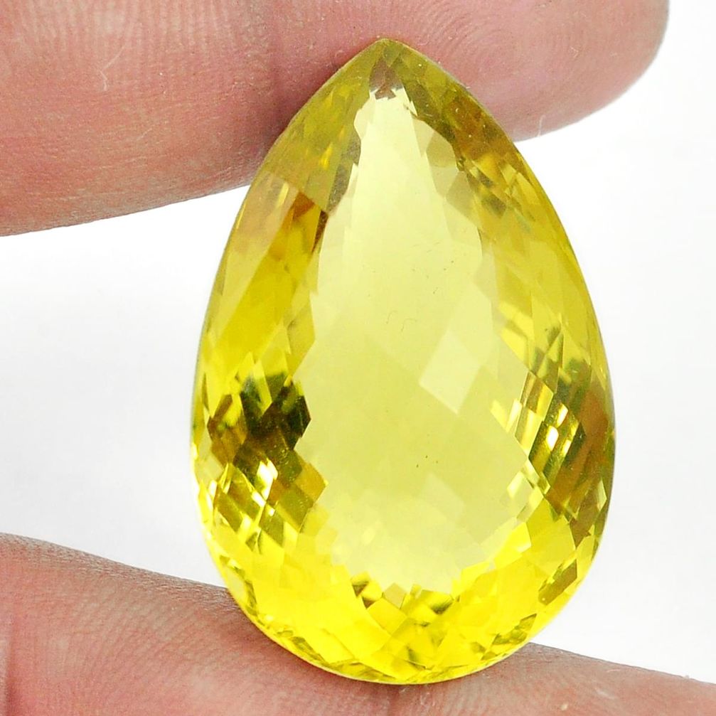 Natural 69.45cts topaz lemon faceted 35x23 mm pear loose gemstone s2313