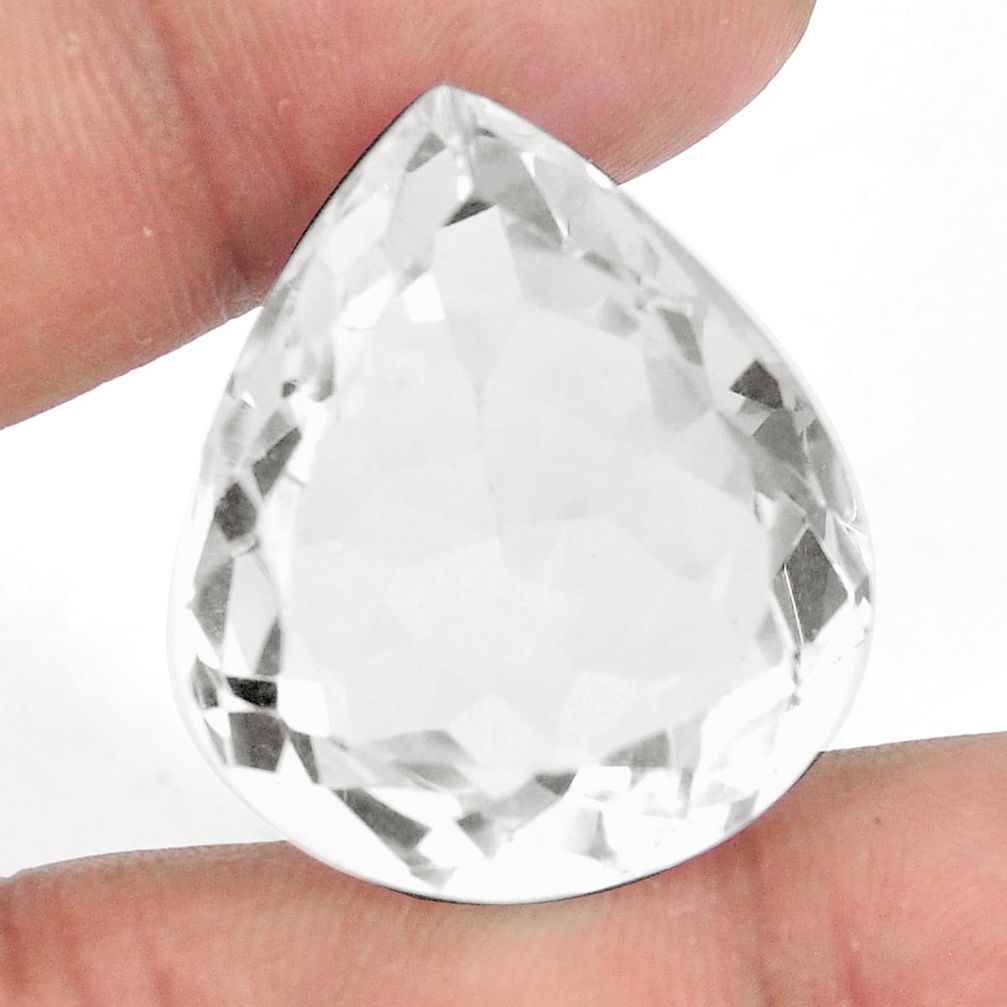 Natural 49.30cts topaz white faceted 28x24 mm pear loose gemstone s2330