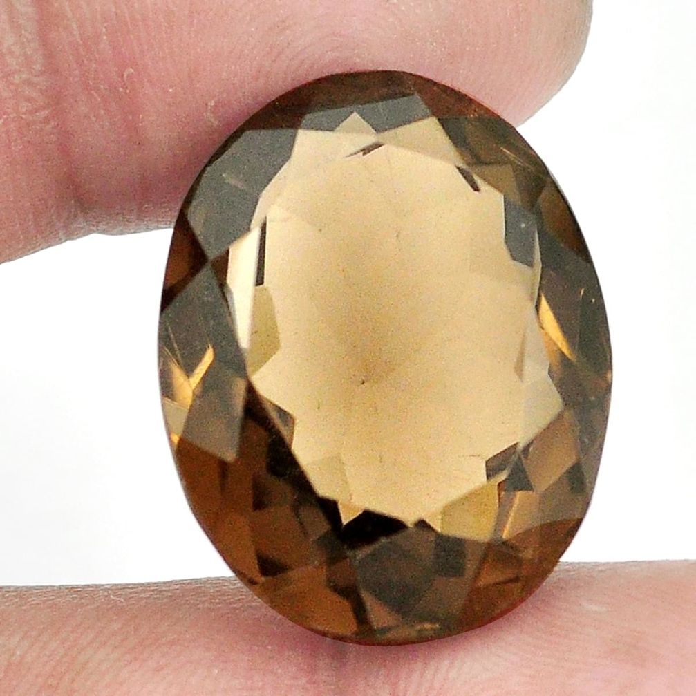 40.15cts smoky topaz brown faceted 25x19 mm oval loose gemstone s2357