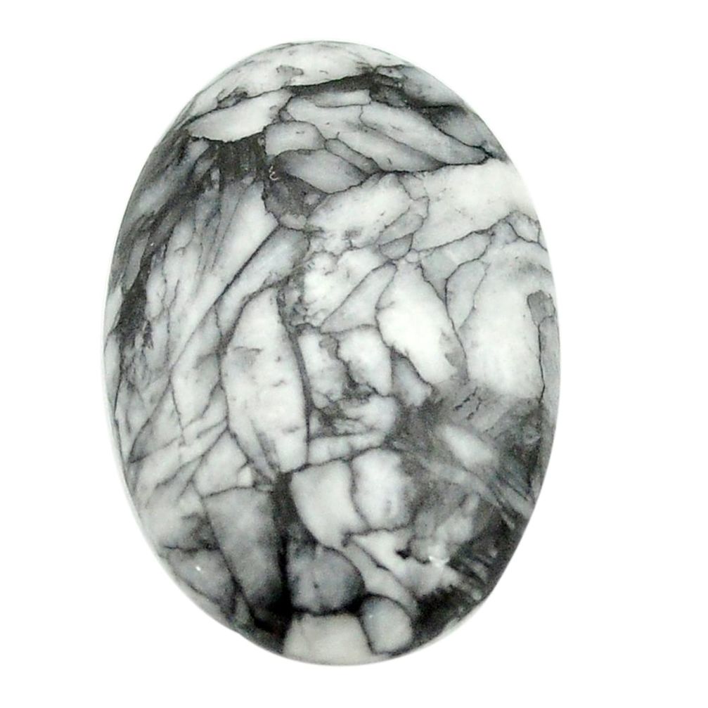 Natural 25.80cts pinolith black cabochon 30x20 mm oval loose gemstone s2458