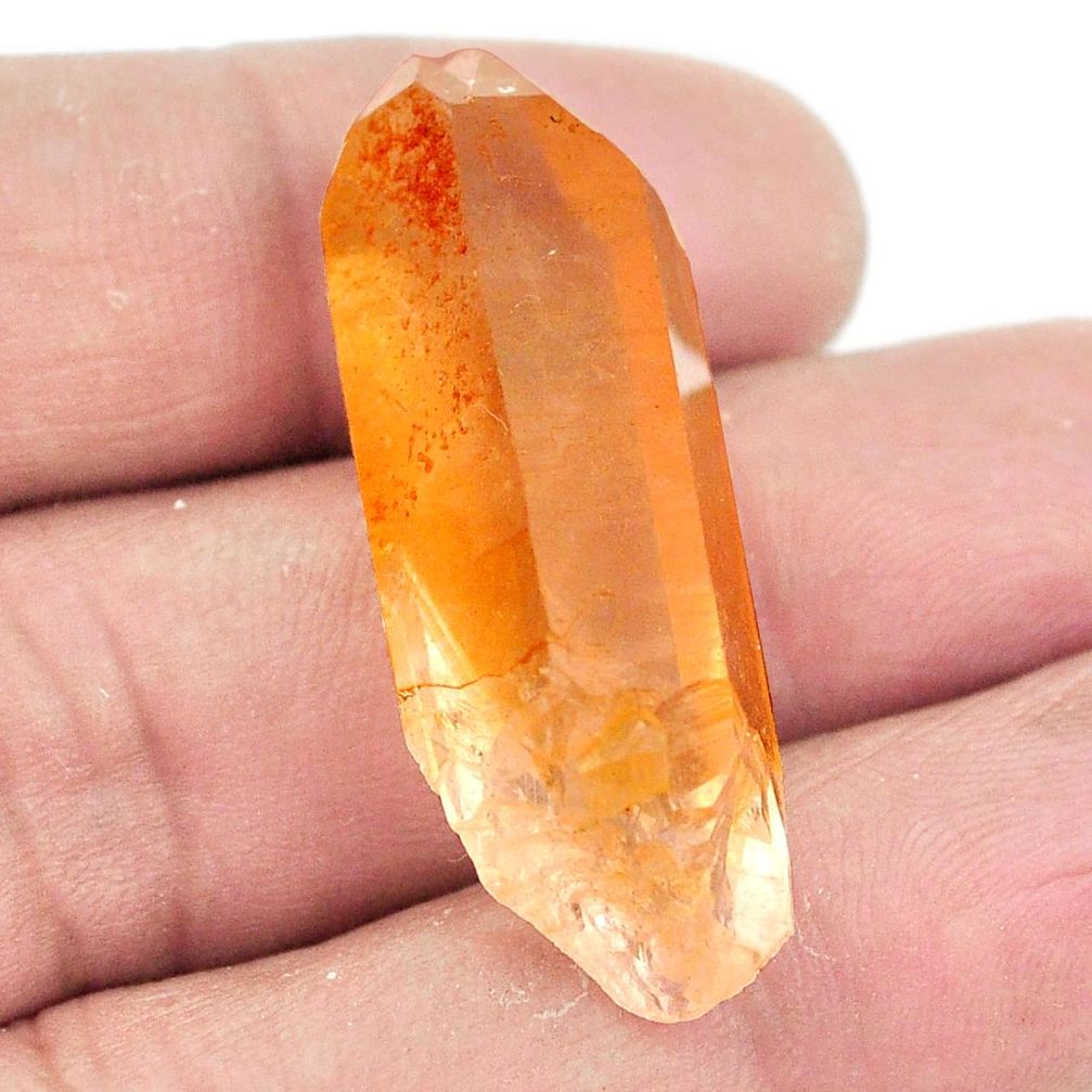 Natural 35.90cts tangerine lemurian quartz 36x13 mm fancy loose gemstone s2685