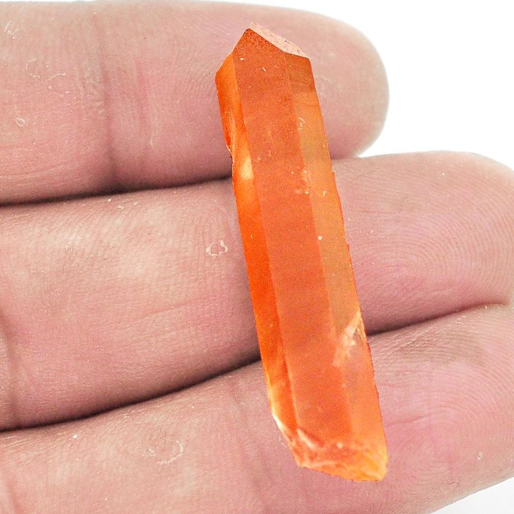 Natural 20.90cts tangerine lemurian quartz 37x9 mm fancy loose gemstone s2694