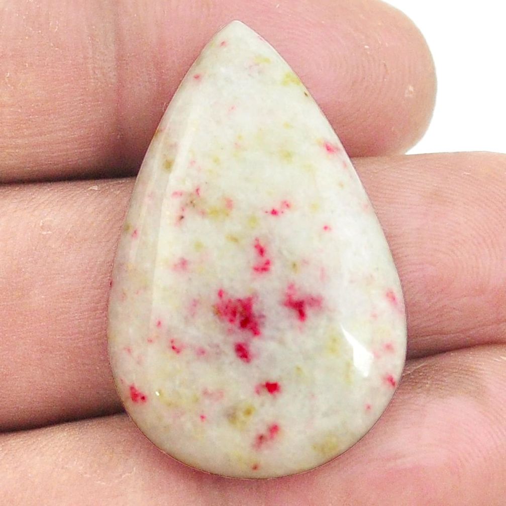 Natural 23.45cts cinnabar spanish red cabochon 33x21mm pear loose gemstone s2789