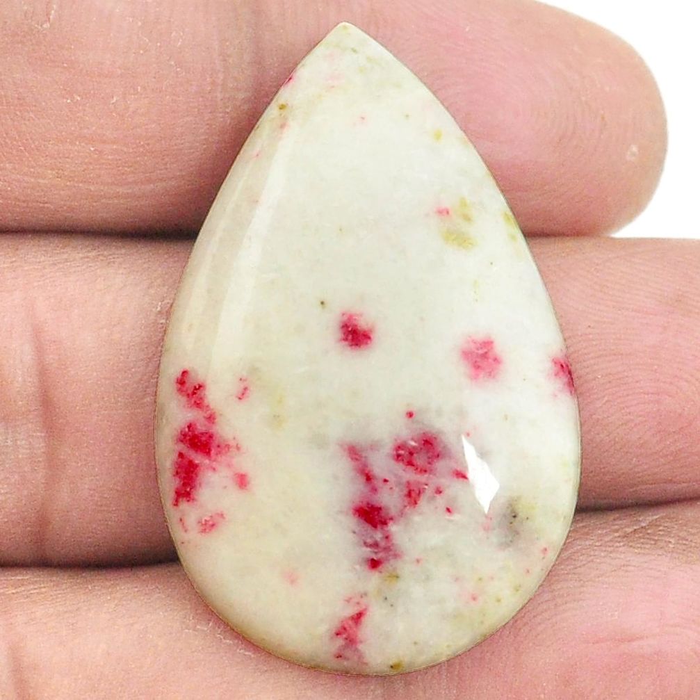 Natural 27.40cts cinnabar spanish red cabochon 35x23mm pear loose gemstone s2790