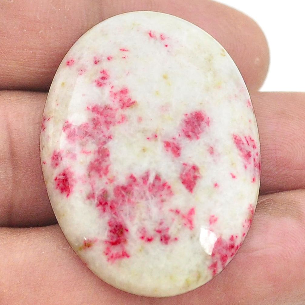 Natural 44.45cts cinnabar spanish red cabochon 38x27 oval loose gemstone s2795