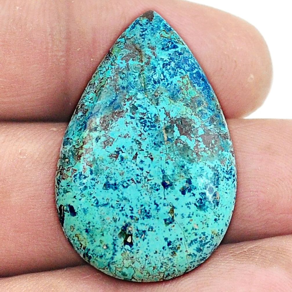 Natural 18.95cts shattuckite blue cabochon 31x20 mm pear loose gemstone s2880