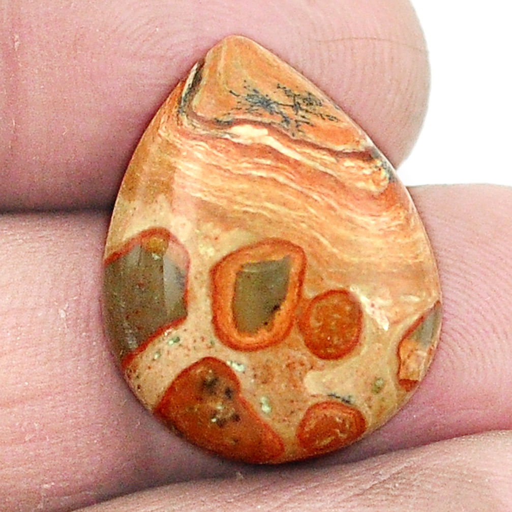 Natural 11.90cts fossil stone yellow cabochon 20.5x16 mm pear gemstone s3027