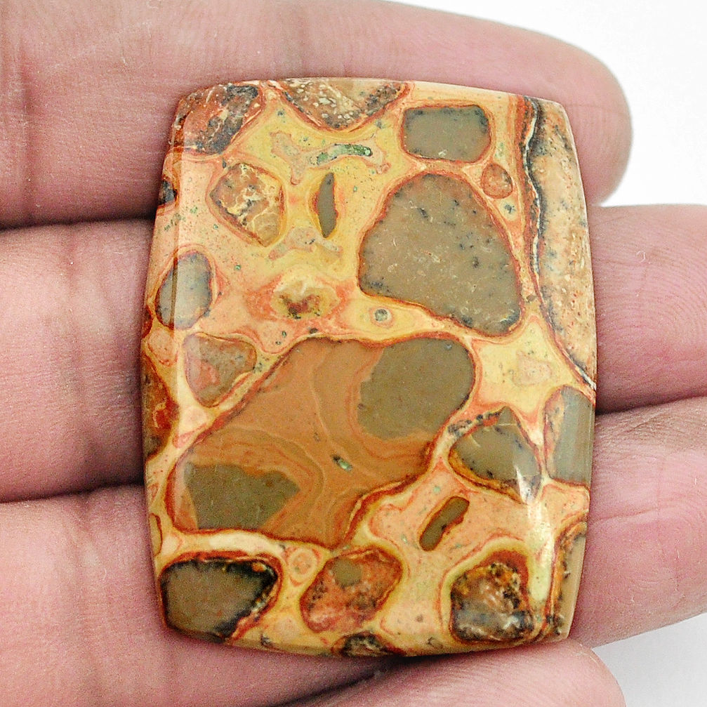 Natural 60.90cts fossil stone yellow cabochon 39x30 octagan loose gemstone s3040