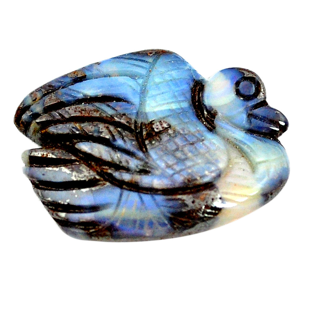 Natural 33.45cts boulder opal carving blue carving 30x22 mm loose gemstone s3064