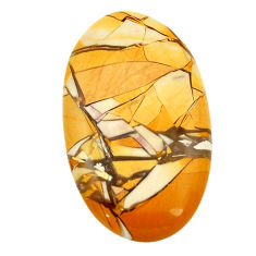 Natural 40.15cts brecciated mookaite yellow 42x25 mm oval loose gemstone s3433