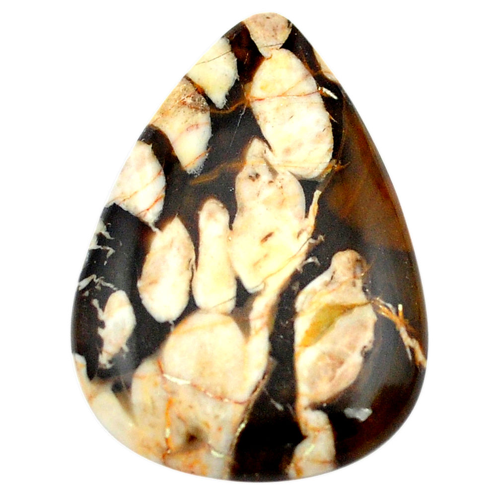 50.10cts peanut petrified wood fossil brown 44x30 mm pear loose gemstone s3485