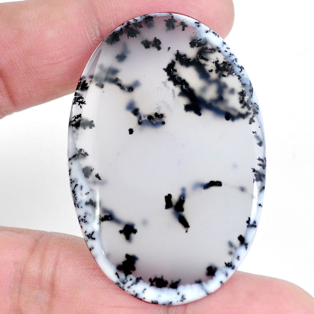 Natural 48.80cts dendrite opal merlinite white 51x34mm oval loose gemstone s3604