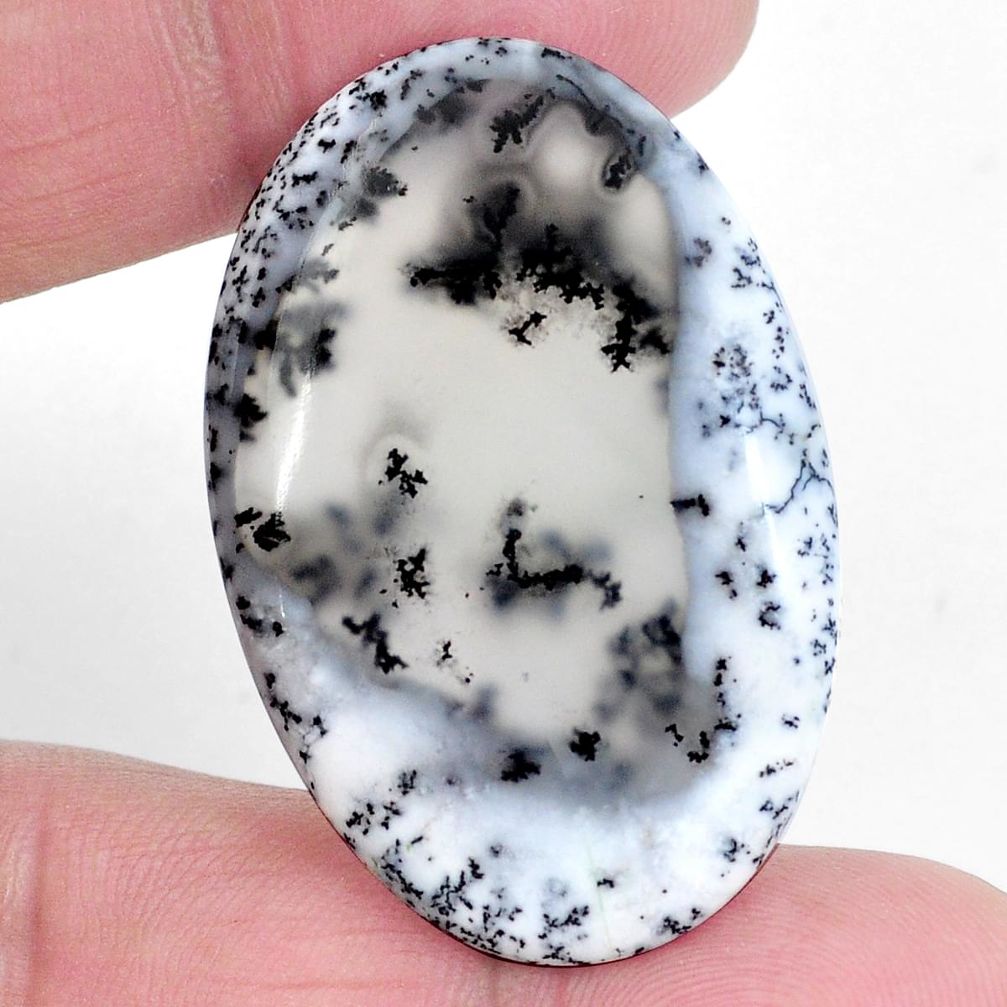 Natural 33.95cts dendrite opal merlinite white 40x27mm oval loose gemstone s3608