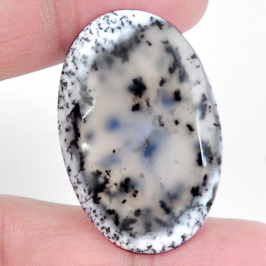 Natural 30.90cts dendrite opal white 37x24.5 mm oval loose gemstone s3609