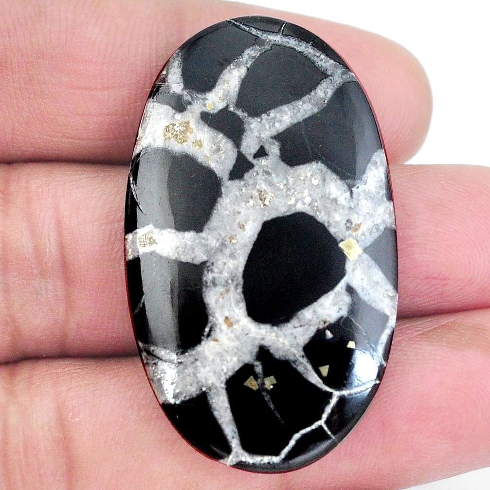 Natural 51.85cts septarian gonads black cabochon 42x24 mm loose gemstone s3615