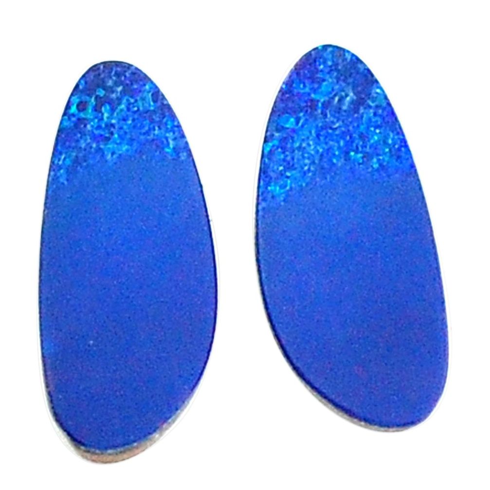 Natural 13.45cts doublet opal australian blue 13x5 mm fancy loose gemstone s3811