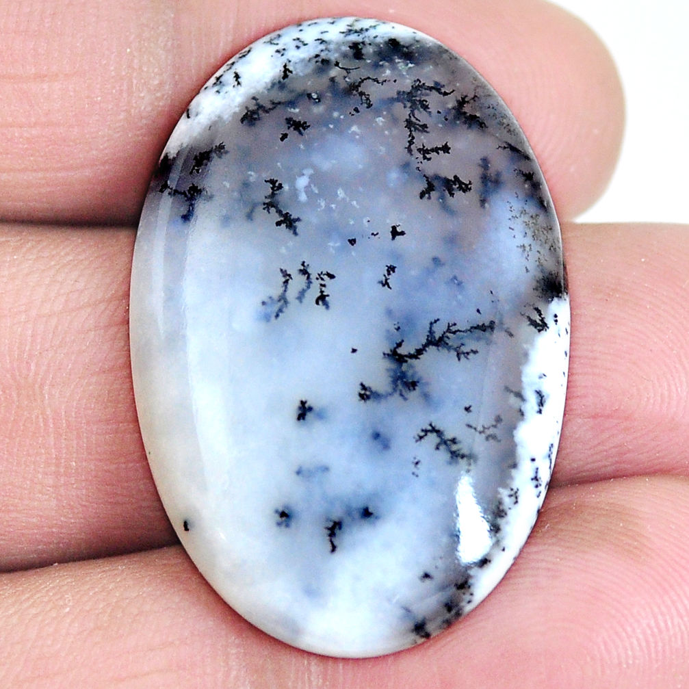 Natural 30.10ct dendrite opal merlinite white 34x22 mm oval loose gemstone s3982