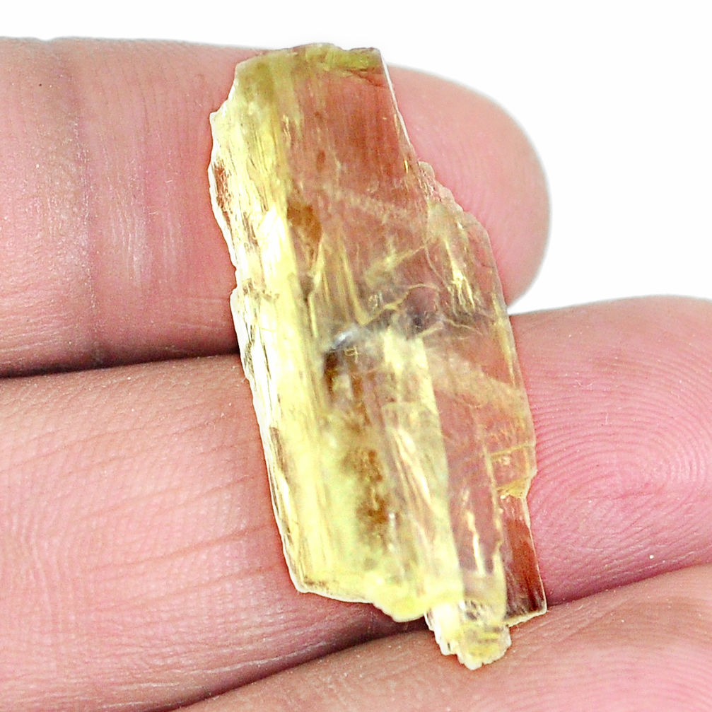 Natural 24.45cts hiddenite rough green rough 30x12 mm fancy loose gemstone s3993