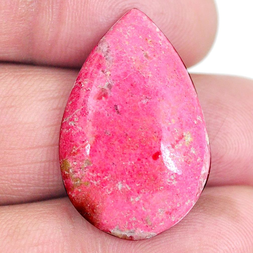 Natural 23.90cts thulite unionite pink zoisite 28x18mm pear loose gemstone s4173
