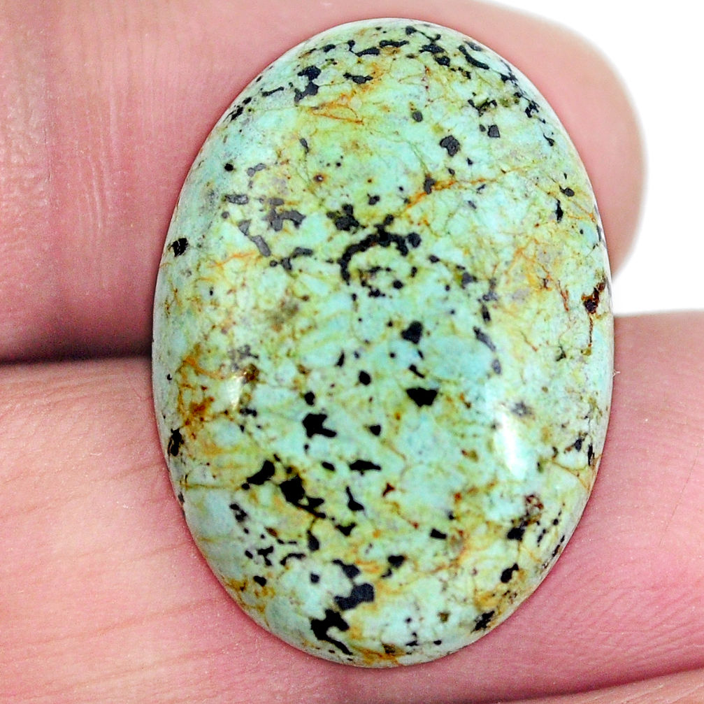 Natural 17.85cts norwegian turquoise green 25x18 mm oval loose gemstone s4205