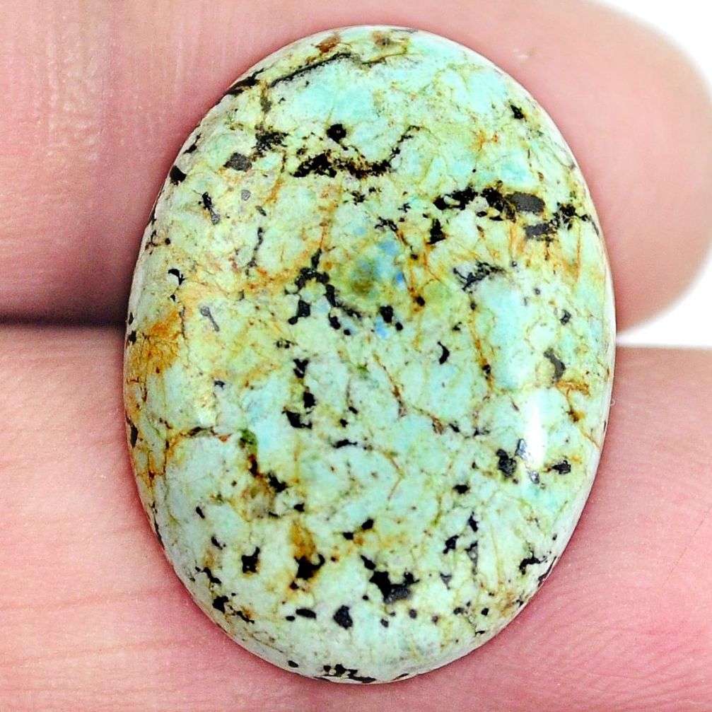 Natural 15.90cts norwegian turquoise green 24x18 mm oval loose gemstone s4206