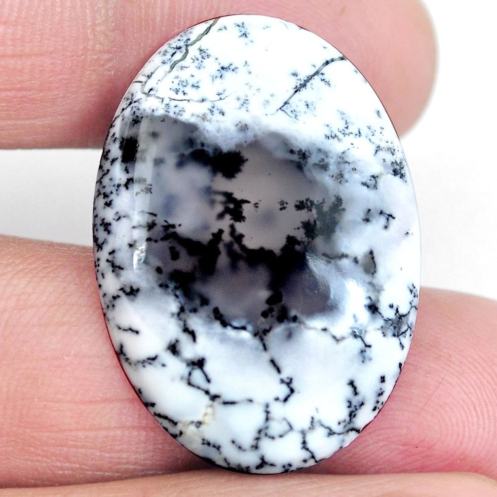 Natural 22.80cts dendrite opal (merlinite) 31x22 mm oval loose gemstone s4296