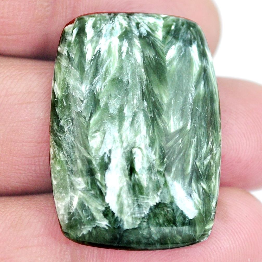 Natural 31.95cts seraphinite (russian) green 32x22 mm loose gemstone s4303