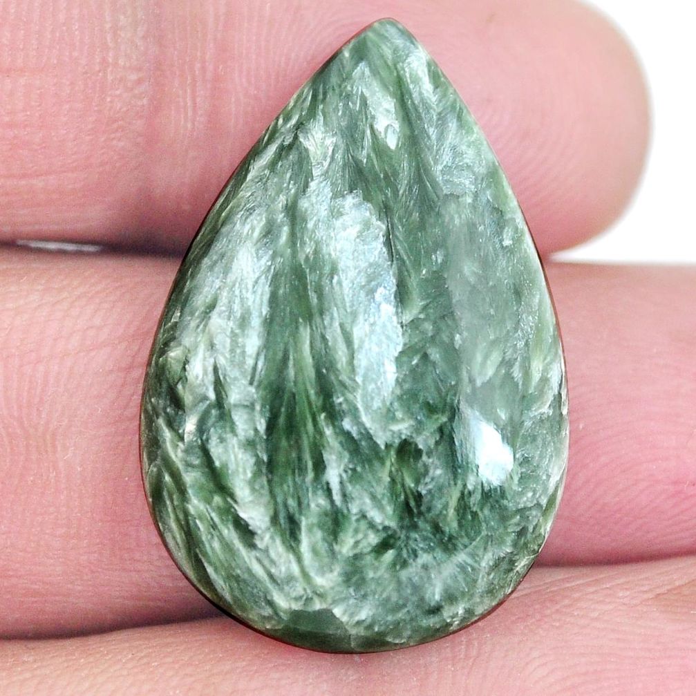 Natural 22.90cts seraphinite (russian) green 29x19 mm pear loose gemstone s4308