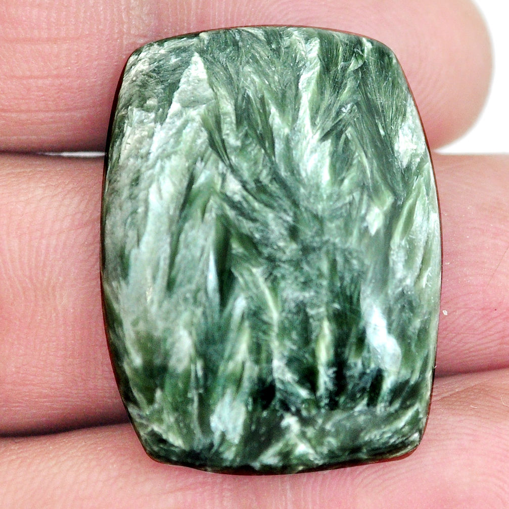 Natural 32.10cts seraphinite (russian) green 30x22mm loose gemstone s4316