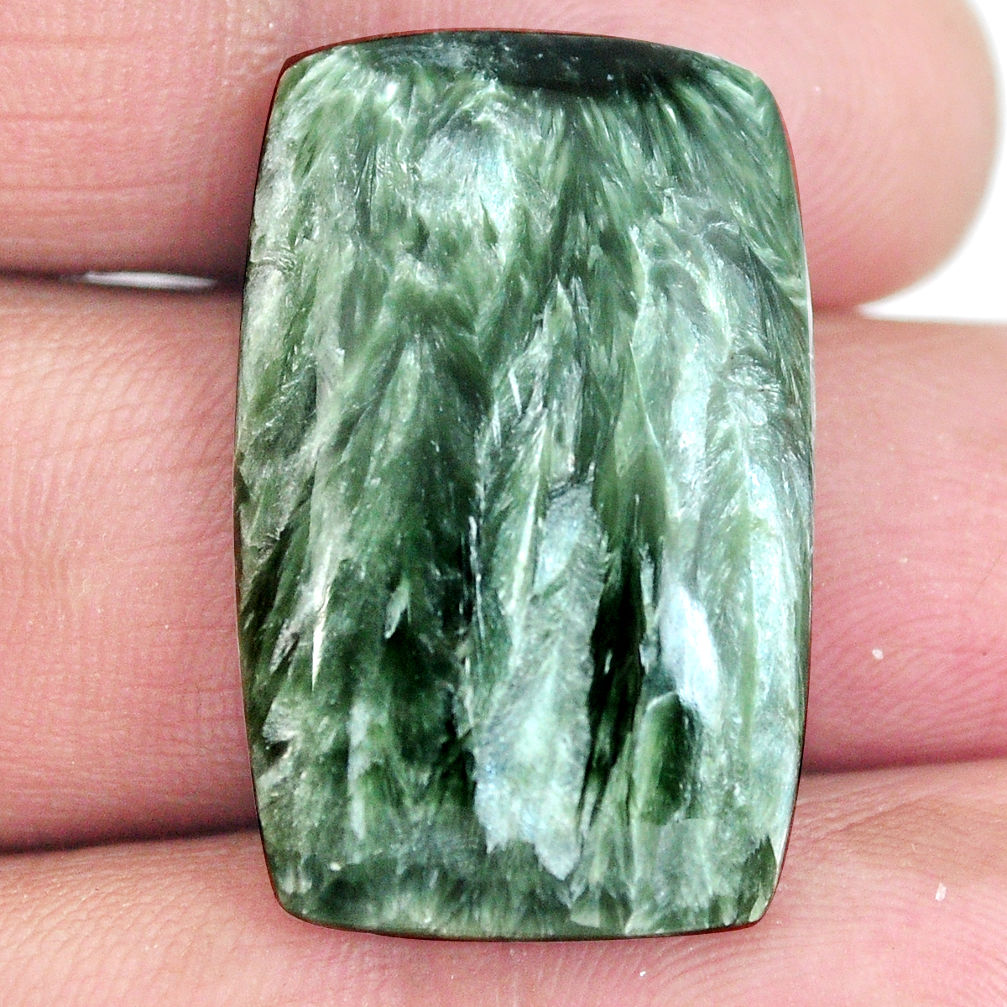 Natural 26.15cts seraphinite russian green 29x18mm octagan loose gemstone s4318